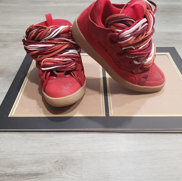 Lanvin Curb . Poppy Red Gum Sneakers